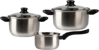 Trade Shop TrAdE Shop Traesio - Batteria Di Pentole 5 Pezzi Cucina Magnifica In Acciaio Inox Con Fondo Full Induction