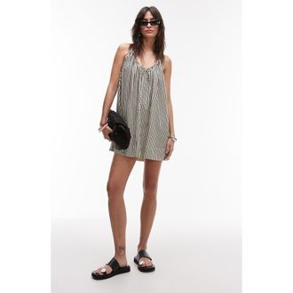 Topshop Stripe Trapeze Halter Minidress in White Multi at Nordstrom Rack, Size 6 Us (Fits Like 2-4)