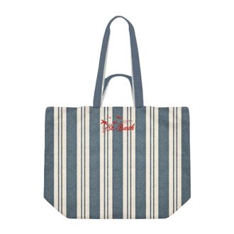 MC2 Saint Barth Tote Bags, female, Blue, Size: ONE SIZE Essential Cotton Beach Bag
