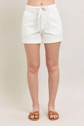 Judy Blue High Waist Cuff Jogger Shorts In White