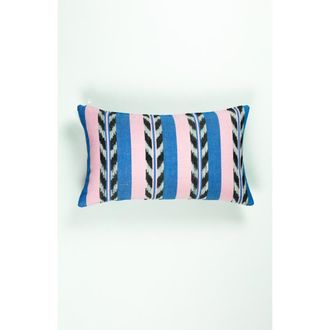 Archive New York Palm Ikat Striped Pink and Blue Handwoven Cotton Rectangle Pillow in Blue And Pink at Nordstrom, Size 12X20
