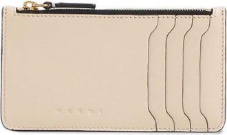 Marni zipped leather card case - women - Calf Leather - One Size - Neutrals