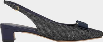 Ferragamo Rivada Denim Bow Slingback Pumps