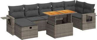 vidaXL Set Sof&aacute;s Jard&iacute;n Y Cojines 5 Pzas Rat&aacute;n Sint&eacute;tico Acacia Gris Vidaxl