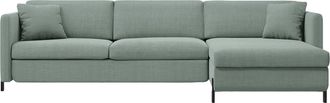 MICADONI 4-Sitzer Design Ecksofa Gloria mit Bettfunktion (140 x 205 cm) - Strukturstoff Mint