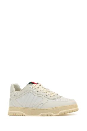 Gucci Mens White Leather Re-Web Sneakers Greatwhitegwgw