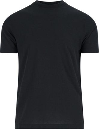 Zanone Round Neck Black Cotton T-Shirt