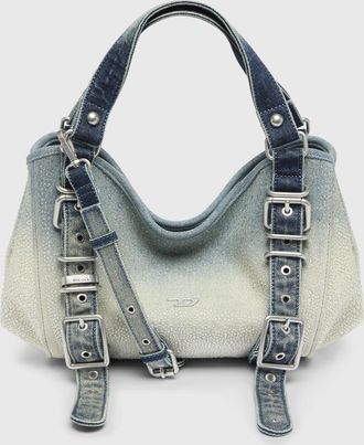 Diesel D-One-Small top-handle bag in crystal solarised denim - Handbags - Woman - Blue