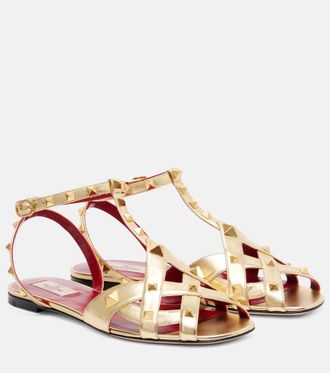 Valentino Garavani Studdy metallic leather sandals