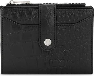 Kazar Zwarte portemonnee van reli&euml;fleer met drukknoopsluiting - Dames - Portefeuilles - Zwart - ONE Size - Leer - Accessoires