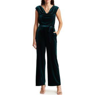 Vince Camuto Cowl Neck Velvet Jumpsuit in Hunter at Nordstrom Rack, Size 10