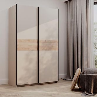 Dmora Guardarropa 2 Puertas Maba, Armario Dormitorio 2 Estantes, Perchero, 2 Puertas, 120x204h Cm Beige Cashmere