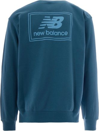 New Balance Mens Crewneck Sweatshirt Woven Label Big Teal Cotton Jumpers Sweater