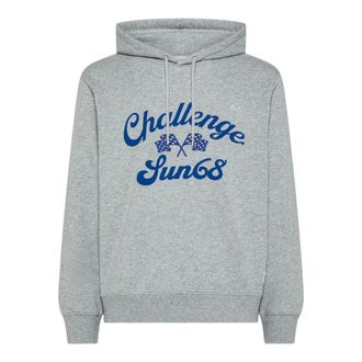 Sun 68 Katoenen hoodie met print - Heren - Sweatshirts & Hoodies - Grijs - Maat: L Katoen