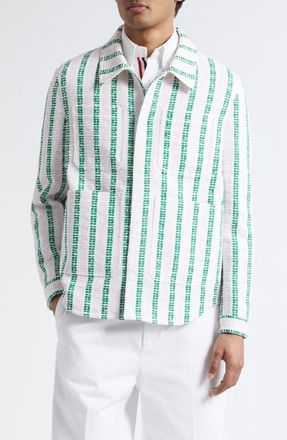 Thom Browne Stripe Utility Shirt Jacket in Light Pink at Nordstrom, Size 4