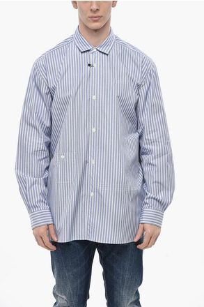 Comme Des Gar&ccedil;ons MAN Striped Shirt with Solid-Color Insert on the Back size L