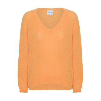 Americandreams Silja V Neck Knit - Dames - V-hals truien - Oranje - S - Wol - Truien & Vesten