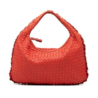 Bottega Veneta Pre-owned Womens Small Perforated Nappa Intrecciato Hobo - Orange Leather - One Size