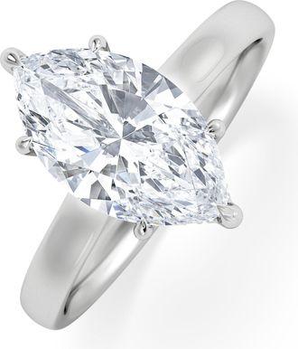 The Diamond Store Amora Marquise 2.09ct Hidden Halo Lab Diamond Engagement Ring F/VS Set in 18K White Gold
