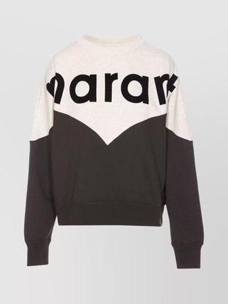 Isabel Marant cotton blend two tone logo print crew neck sweatshirt