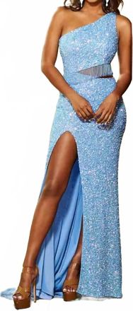Rachel Allan Asymmetrical Side Cut Out Prom Dress In Periwinkle