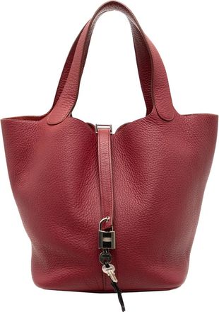 Herm&egrave;s Borsa a mano Picotin Lock 22 in pelle Clemence 2011 - Rosso