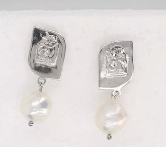 Magda Butrym rhodium-plated rose drop earrings