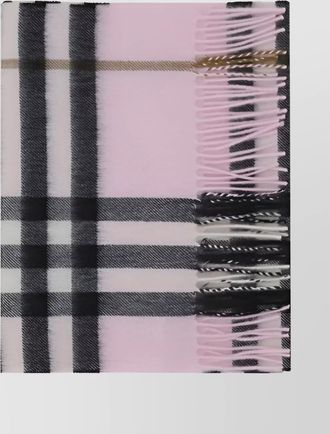 Burberry cashmere checkered scarf with frayed fringed edges