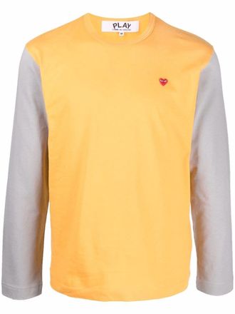 Comme Des Garçons logo-embroidered colour-block T-shirt - Orange