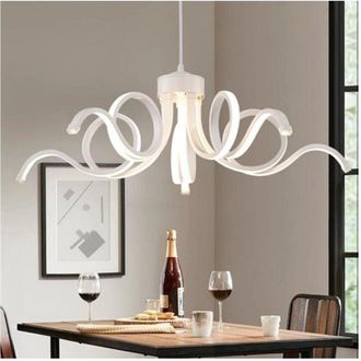 Trade Shop TrAdE Shop Traesio - Lampadario Led A Sospensione 54w Design Curvo Luce Selezionabile 3000k-4000k-6500k B17-3c