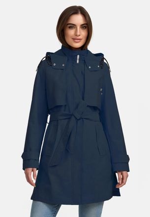 Manisa Regenmantel MANISA, Damen, Gr. 48, blau (marine), Obermaterial: 100% Polyester. Futter: 100% Polyester, unifarben, regular fit knieumspielend, ohne Au