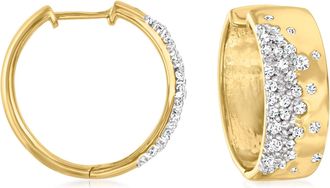 Ross-Simons Scattered Diamond Hoop Earrings in 18kt Gold Over Sterling