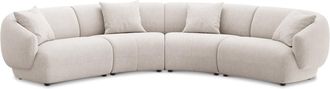 Castlery Auburn Curve L-Shape Sectional Sofa Customized, Performance Linen Weave, Light Grey, Spill Resistant, Modular for Castlery