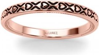 Allurez Vintage Style Heart Engraved Wedding Band Ring 14K Rose Gold