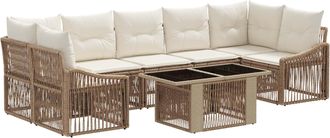 vidaXL Conjunto De Sof&aacute;s De Jard&iacute;n 8 Uds. Beige Y Blanco Crema Vidaxl