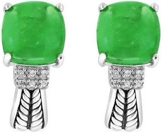 Effy Sterling Silver Jade & Diamond Lever Back Earrings in Green at Nordstrom Rack
