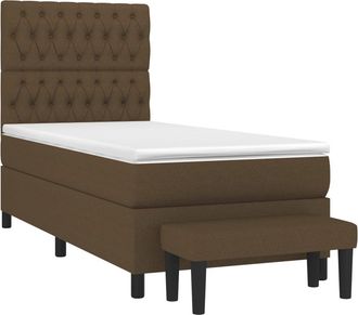 vidaXL Vidaxl - Cama Box Spring Con Colch&oacute;n Tela Marr&oacute;n Oscuro 90x190 Cm