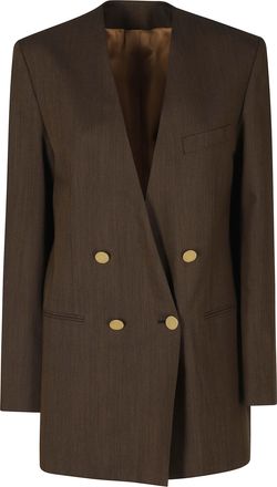 Alberta Ferretti Brown Tailoring Gold Buttons Viscose-Blend Blazer