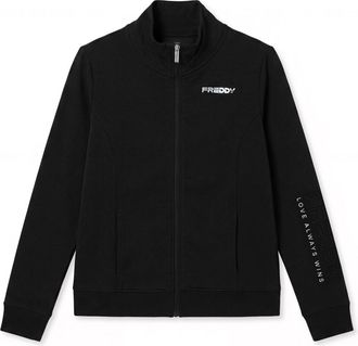 Freddy Felpa regular con zip e collo alto, logo ricamato su manica
