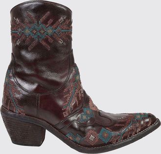 Fauzian Jeunesse Leather Western Boots with Ethnic Embroidery and Mid Heel