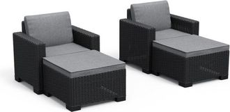 Keter California 2-Seater Balcony Deluxe - Graphite with Grey Cushions