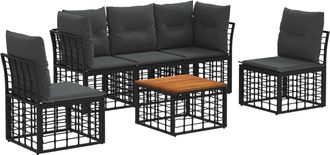 vidaXL Conjunto De Sof&aacute;s De Exterior 6 Uds. Negro Y Gris Oscuro Vidaxl
