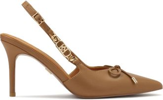 Kazar Bruine pumps met strik en metalen versiering BASILIA.Dit product valt klein uit. - Dames - Pumps - Bruin - 40 EU - Leer - Schoenen