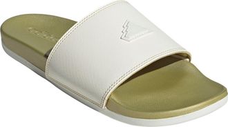 adidas Adilette Comfort Slide Sandal in White/White/Gold Metallic at Nordstrom Rack, Size 11 Womens / 10 Mens