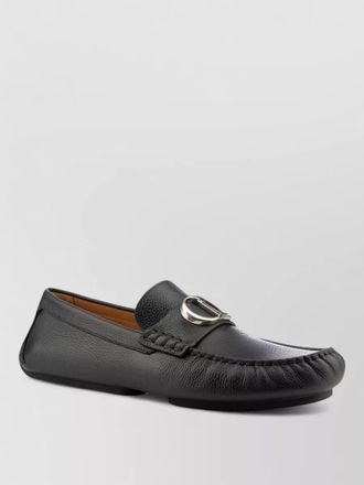 Dior loafers round toe textured finish metal detail