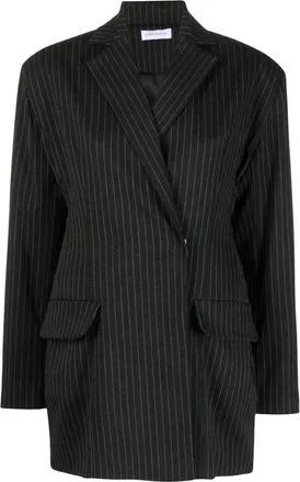 Ioana Ciolacu pinstripe-print wool blazer - women - Polyester - M - Black