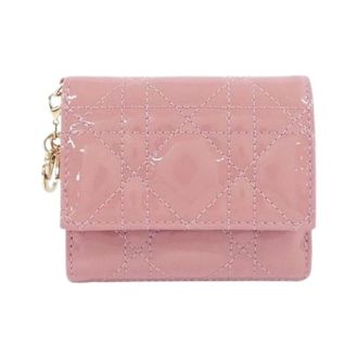 Dior Pre-owned Wallets, female, Pink, Size: ONE SIZE Pre-owned Lady Lotus Patent Leather Short Wallet