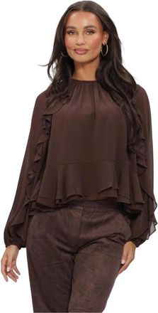 Y.A.S Yasmilva LS TOP - Dames - Blouses - Bruin - S - Overhemden
