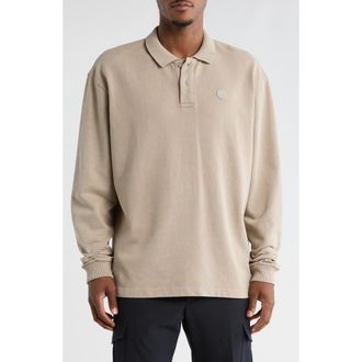 BOSS Nulong Long Sleeve Cotton Polo in Open Grey at Nordstrom Rack, Size Xx-Large