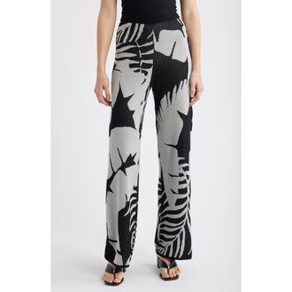 525 america Hunter Palm Tree Wide Leg Pants in Black Multi at Nordstrom, Size X-Small